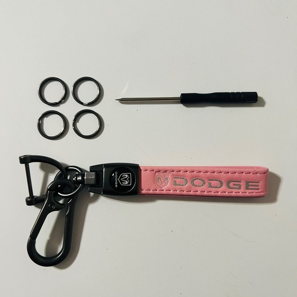 Dodge Ram Truck Pickup Pink Leather Keychain Lanyard Horseshoe Buckle New - Picture 1 of 4